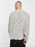 Фото #2 товара ASOS DESIGN knitted pointelle jumper with v-neck in grey