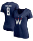 ფოტო #1 პროდუქტის Women's Alexander Ovechkin Navy Washington Capitals 2020/21 Alternate Authentic Stack Name and Number V-Neck T-shirt