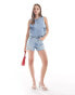 Фото #3 товара ASOS DESIGN denim bow waistcoat in bleach