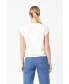 ფოტო #3 პროდუქტის Women's Solid Ribbed Cotton T-shirt