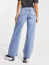 Only Juicy high waisted wide leg jeans in mid blue