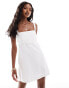 Фото #2 товара Abercrombie & Fitch linen blend Emerson skort dress in white