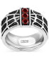 ფოტო #1 პროდუქტის Men's Garnet Spiderman Web Ring (3/4 ct. t.w.) in Sterling Silver