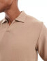 Jack & Jones – Plissiertes Polohemd in Khaki mit Reverskragen, Kombiteil Tigeraugen, L - Chest 104cm - фото #3