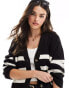 Фото #2 товара Selected Femme Bloomie cardigan in black white stripe