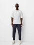 Bershka nylon trouser in navy