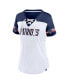 ფოტო #4 პროდუქტის Women's White New England Patriots Dueling Slant V-Neck Lace-Up T-shirt