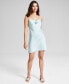 Фото #1 товара Women's Rosette-Trim Satin Sleeveless Mini Dress, Created for Macy's