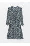 LCW Grace Kaçık Yaka Desenli Uzun Kollu Kadın Gömlek Elbise