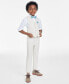 ფოტო #1 პროდუქტის Little Boys Machine Washable Natural-Linen-Look Vest, Shirt, Pants, Bowtie and Pocket Square, 5 Piece Set