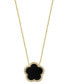 ფოტო #1 პროდუქტის EFFY® Onyx & Diamond (1/6 ct. t.w.) Flower Halo 18" Pendant Necklace in 14k Gold