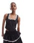 Фото #1 товара Daisy Street lace trim prairie style corset top in black co-ord