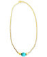 ფოტო #1 პროდუქტის Gold-Tone Turquoise Box Chain Collar Necklace, 16" + 2" extender