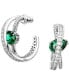 ფოტო #1 პროდუქტის Silver-Tone Hyperbola Green Crystal Double Spiral Medium Hoop Earrings, 2"