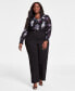 Plus Size Compression Pull-On Wide-Leg Trousers