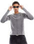 Фото #1 товара Pull&Bear ribbed long sleeve t-shirt in washed grey