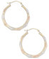 ფოტო #1 პროდუქტის Tri-Color Decorative Hoop Earrings in 10k White, Yellow, and Rose Gold