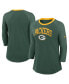 Women's Green Green Bay Packers Raglan 3/4 Sleeve T-Shirt