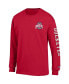 ფოტო #3 პროდუქტის Men's Scarlet Ohio State Buckeyes Team Stack 3-Hit Long Sleeve T-shirt