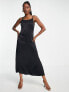 & Other Stories embellished strap midi dress in black