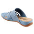 Softwalk Taraz S2320-443 Womens Blue Wide Leather Slip On Strap Sandals Shoes 7