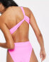 Фото #4 товара ASOS DESIGN mix and match sleek one shoulder bikini top in bright pink