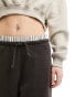 Pull&Bear wide leg jogger with boxer waistband in brown