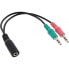 Фото #1 товара InLine Audio Headset adpter cable - 2x 3.5mm M to 3.5mm F 4pin - CTIA - 0.15m