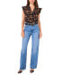 ფოტო #3 პროდუქტის Women's Floral Flutter-Sleeve Top