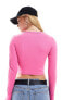 JJXX cropped ribbed long sleeve top in pink