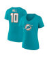 Фото #2 товара Women's Tyreek Hill Aqua Miami Dolphins Player Icon Name and Number V-Neck T-shirt
