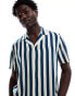 New Look short sleeved tom striped shirt in navy Синий, 2XL - фото #1