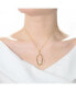 Фото #3 товара Elegant Sterling Silver with 14K Gold Plating and Genuine Freshwater Pearl Halo Necklace