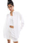 Фото #2 товара ASOS DESIGN relaxed shirt with linen co-ord in white