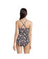 Women's Chlorine Resistant Smocked Square Neck One Piece Swimsuit with Adjustable Straps