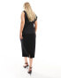 Фото #4 товара ASOS DESIGN Curve asymmetric high neck minimal midi dress in black