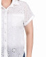 Short Sleeve Eyelet/Jersey Blouse