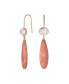 Фото #1 товара Unique Geometric Oval Linear Long Shape Tear Drop Natural Multi-Tier Earthy Rose Quartz Gemstone Party Dangling Earrings Fish hook for Women in Rose Gold Plated