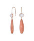 ფოტო #1 პროდუქტის Unique Geometric Oval Linear Long Shape Tear Drop Natural Multi-Tier Earthy Rose Quartz Gemstone Party Dangling Earrings Fish hook for Women in Rose Gold Plated