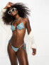 Фото #1 товара Motel leyna bead tie side bikini bottom in boho batik blue