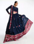 Фото #1 товара Nesavaali lahenga embroidered full maxi skirt in navy