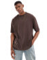 Фото #2 товара ASOS DESIGN oversized t-shirt in dark brown with Seattle sport back print