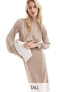 Фото #1 товара Closet London Tall high neck belted midi dress in mocha