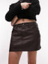 Фото #4 товара Topshop coated denim mini skirt in brown
