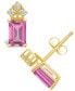 ფოტო #1 პროდუქტის Pink Topaz (1-3/8 ct. t.w.) and Diamond (1/8 ct. t.w.) Stud Earrings in 14K White Gold or 14K Yellow Gold