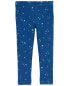 Baby Starry Print Knit Leggings - Blue 24M