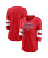 ფოტო #2 პროდუქტის Women's Heathered Red, White Montreal Canadiens Full Shield 3/4-Sleeve Tri-Blend Raglan Scoop Neck T-shirt