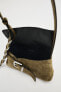 Mini suede crossbody bag with buckles