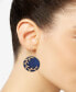 Gold-Tone Blue Pavé Branch Disc Drop Earrings