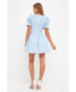 Фото #5 товара Women's Gingham Smocked Mini Dress